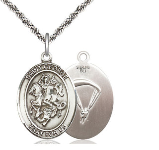 Sterling Silver Saint George Paratrooper Medal Catholic Jewelry
