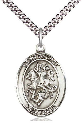 Sterling Silver Saint George Medal Catholic Jewelry Engraved Catholic Saint Jewelry
