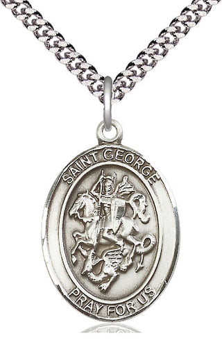 Sterling Silver Saint George Medal Catholic Jewelry Engraved Catholic Saint Jewelry
