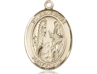 14kt Gold Filled Saint Genevieve Medal Engraved Catholic Saint Jewelry