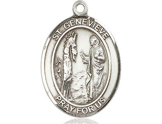 Pewter Saint Genevieve Medal Engraved Catholic Saint Jewelry
