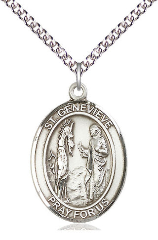 Sterling Silver Saint Genevieve Medal Catholic Jewelry Engraved Catholic Saint Jewelry