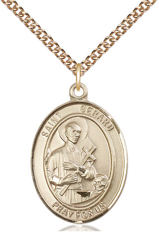 14kt Gold Saint Gerard Majella Medal Engraved Catholic Saint Jewelry