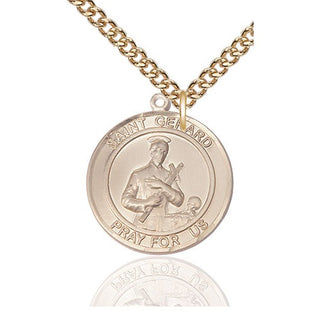 14kt Gold Saint Gerard Medal Engraved Catholic Saint Jewelry