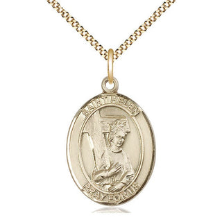 14kt Gold Filled Saint Helen Medal Catholic Jewelry Engraved Catholic Saint Jewelry