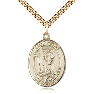 14kt Gold Filled Saint Helen Medal Catholic Jewelry Engraved Catholic Saint Jewelry