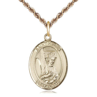 14kt Gold Filled Saint Helen Medal Catholic Jewelry Engraved Catholic Saint Jewelry
