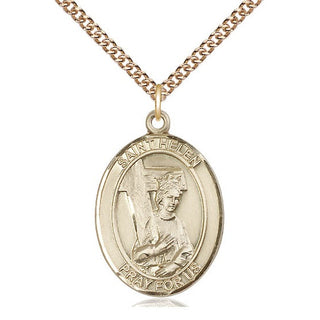 14kt Gold Saint Helen Medal Engraved Catholic Saint Jewelry