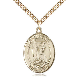 14kt Gold Saint Helen Medal Engraved Catholic Saint Jewelry