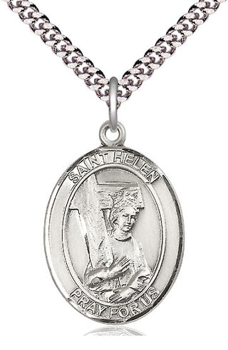 Sterling Silver Saint Helen Medal Catholic Jewelry Engraved Catholic Saint Jewelry