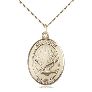 14kt Gold Filled Holy Spirit Medal Catholic Jewelry Engraved Catholic Saint Jewelry