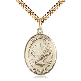 14kt Gold Filled Holy Spirit Medal Catholic Jewelry Engraved Catholic Saint Jewelry
