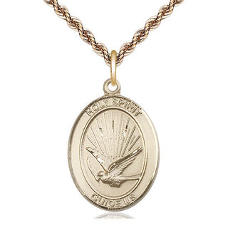 14kt Gold Filled Holy Spirit Medal Catholic Jewelry Engraved Catholic Saint Jewelry