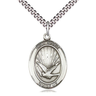Pewter Holy Spirit Medal Catholic Jewelry Engraved Catholic Saint Jewelry