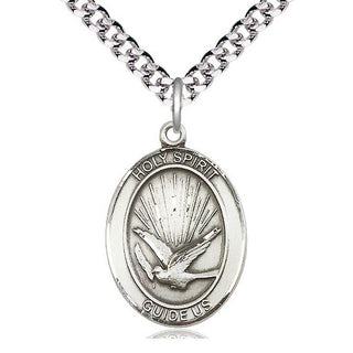 Pewter Holy Spirit Medal Catholic Jewelry Engraved Catholic Saint Jewelry