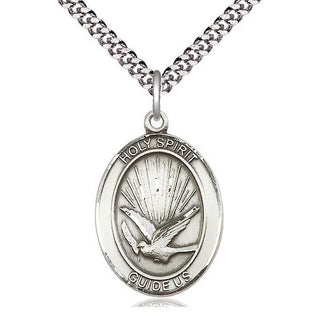 Pewter Holy Spirit Medal Catholic Jewelry Engraved Catholic Saint Jewelry