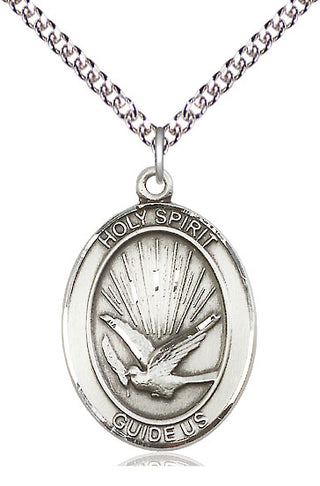 Sterling Silver Holy Spirit Medal Catholic Jewelry Engraved Catholic Saint Jewelry