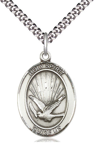 Sterling Silver Holy Spirit Medal Catholic Jewelry Engraved Catholic Saint Jewelry