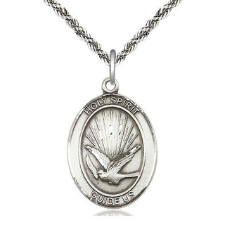 Sterling Silver Holy Spirit Medal Catholic Jewelry Engraved Catholic Saint Jewelry