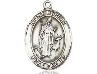 Pewter Saint Hubert of Liege Medal Engraved Catholic Saint Jewelry