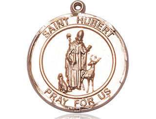 14kt Gold Filled Saint Hubert of Liege Medal Engraved Catholic Saint Jewelry