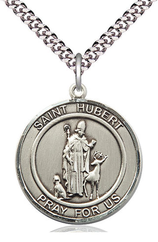 Sterling Silver Saint Hubert of Liege Medal Catholic Jewelry Engraved Catholic Saint Jewelry
