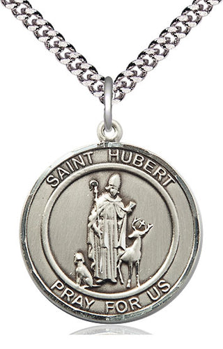 Sterling Silver Saint Hubert of Liege Medal Catholic Jewelry Engraved Catholic Saint Jewelry