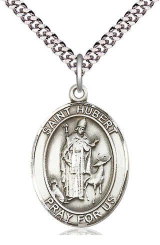Sterling Silver Saint Hubert of Liege Medal Catholic Jewelry Engraved Catholic Saint Jewelry