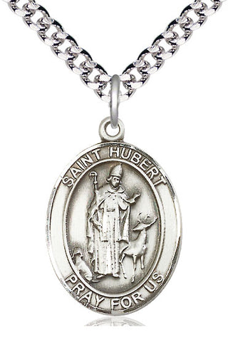 Sterling Silver Saint Hubert of Liege Medal Catholic Jewelry Engraved Catholic Saint Jewelry