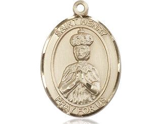 14kt Gold Filled Saint Henry II Medal Engraved Catholic Saint Jewelry