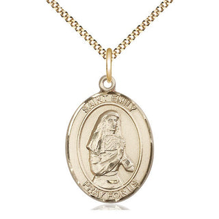 14kt Gold Filled Saint Emily de Vialar Medal Catholic Jewelry Engraved Catholic Saint Jewelry
