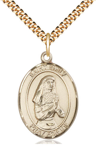 14kt Gold Filled Saint Emily de Vialar Medal Catholic Jewelry Engraved Catholic Saint Jewelry