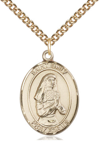 14kt Gold Filled Saint Emily de Vialar Medal Catholic Jewelry Engraved Catholic Saint Jewelry