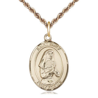 14kt Gold Filled Saint Emily de Vialar Medal Catholic Jewelry Engraved Catholic Saint Jewelry