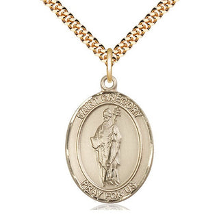 14kt Gold Filled Saint Gregory the Great Medal Catholic Jewelry Engraved Catholic Saint Jewelry