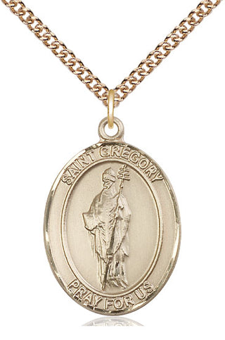 14kt Gold Saint Gregory the Great Medal Engraved Catholic Saint Jewelry