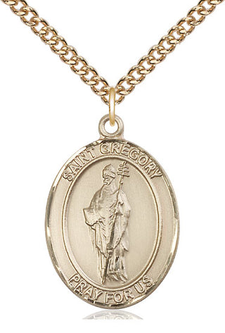14kt Gold Saint Gregory the Great Medal Engraved Catholic Saint Jewelry