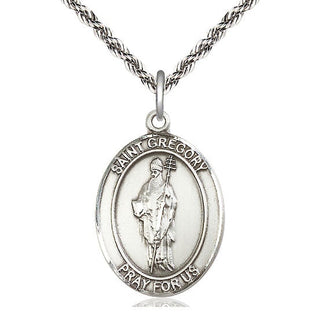 Sterling Silver Saint Gregory the Great Medal Catholic Jewelry Engraved Catholic Saint Jewelry