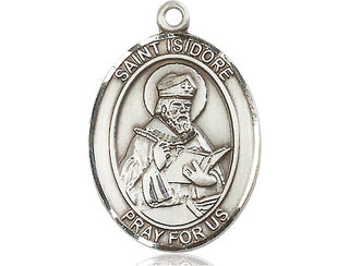Pewter Saint Isidore of Seville Medal Engraved Catholic Saint Jewelry