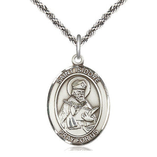 Sterling Silver Saint Isidore of Seville Medal Catholic Jewelry Engraved Catholic Saint Jewelry