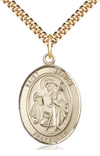 14kt Gold Filled Saint James the Greater Medal Catholic Jewelry Engraved Catholic Saint Jewelry