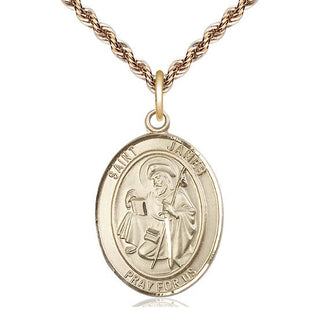 14kt Gold Filled Saint James the Greater Medal Catholic Jewelry Engraved Catholic Saint Jewelry