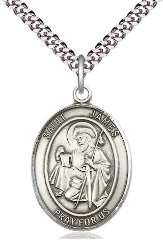 Pewter Saint James the Greater Medal Catholic Jewelry Engraved Catholic Saint Jewelry