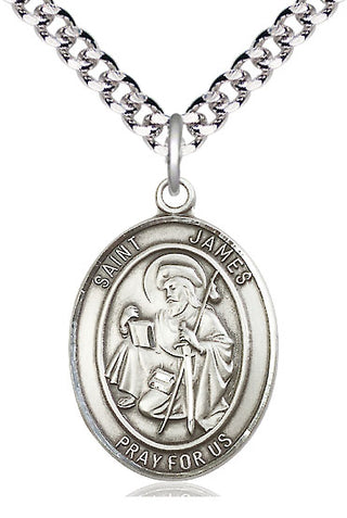 Pewter Saint James the Greater Medal Catholic Jewelry Engraved Catholic Saint Jewelry