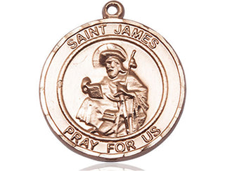 14kt Gold Filled Saint James the Greater Medal Engraved Catholic Saint Jewelry