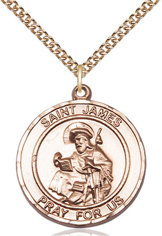 14kt Gold Filled Saint James the Greater Medal Catholic Jewelry Engraved Catholic Saint Jewelry
