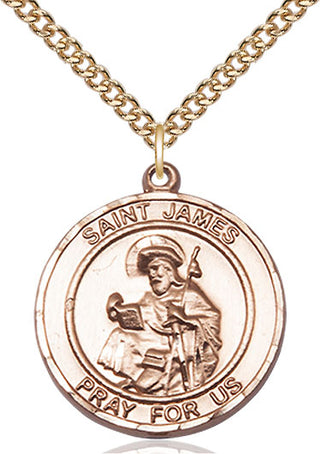 14kt Gold Filled Saint James the Greater Medal Catholic Jewelry Engraved Catholic Saint Jewelry