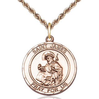 14kt Gold Filled Saint James the Greater Medal Catholic Jewelry Engraved Catholic Saint Jewelry