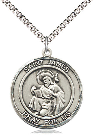 Pewter Saint James the Greater Medal Catholic Jewelry Engraved Catholic Saint Jewelry