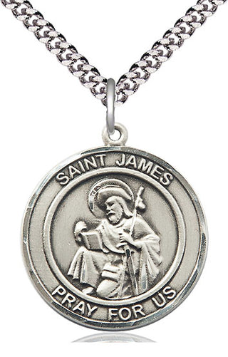 Pewter Saint James the Greater Medal Catholic Jewelry Engraved Catholic Saint Jewelry